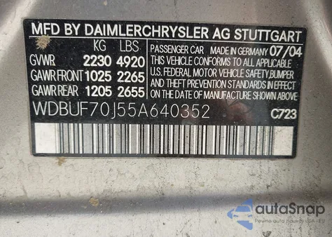 2005 Mercedes-Benz E 500 from USA, damaged, VIN WDBUF70J55A640352